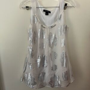 White House Black Market Ivory and Metallic Blouse